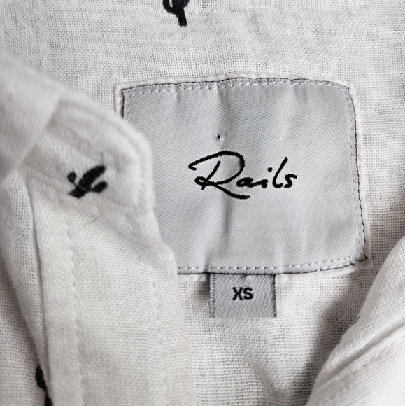 Rails Charli Black Cactus Linen Blend Button Down Shirt Women's XS - Picture 4 of 9